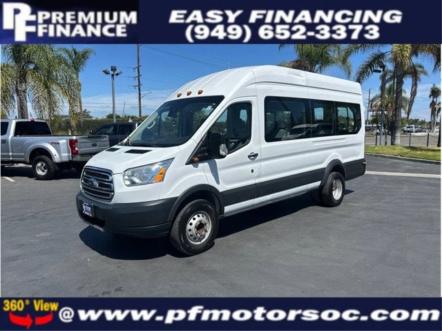 2016 Ford Transit Wagon XLT EXTENDED 15 PASSENGER DUALLY CLEAN R in White — front three-quarter view