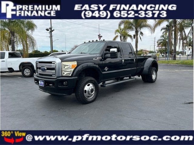 2015 Ford Super Duty F-350 DRW PLATINUM DUALLY 4X4 DIESEL NAV BACK UP CAM CLEAN R in Black — front three-quarter view