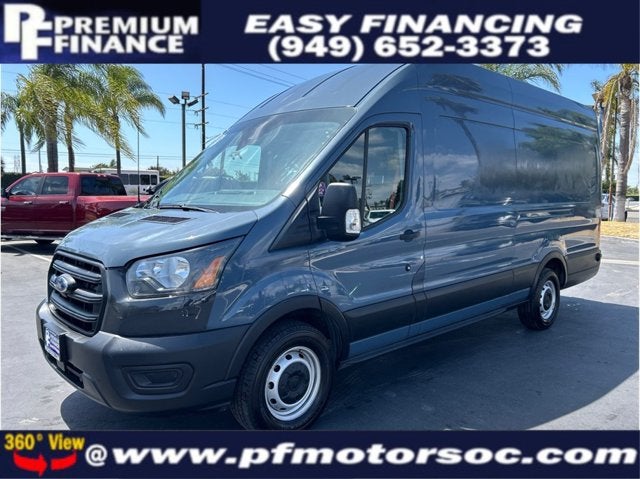 2020 Ford Transit Cargo Van 250 EXTENDED HIGH ROOF BACK UP CAM in Blue — front three-quarter view