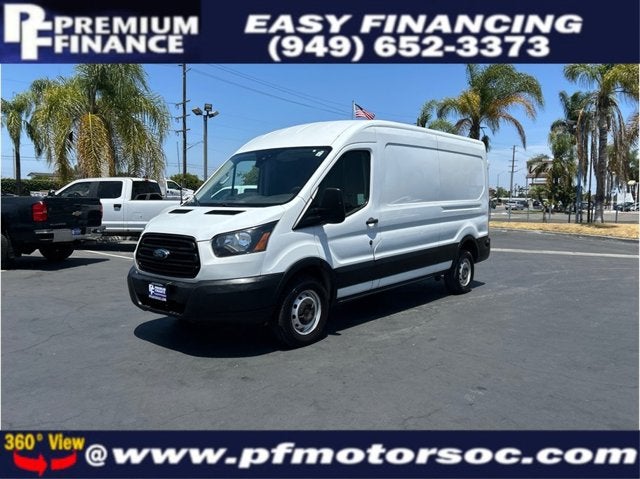 2019 Ford Transit Van 350 MEDIUM ROOF CARGO BACK UP CAM CLEAN in White — front three-quarter view