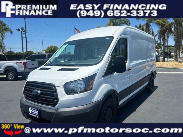 2018 Ford Transit Van 150 MEDIUM ROOF CARGO BACK UP CAM CLEAN in White — front three-quarter view