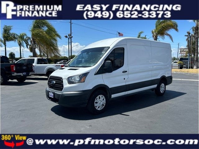 2019 Ford Transit Van 250 MEDIUM ROOF CARGO BACK CAM 1 OWNER in White — front three-quarter view