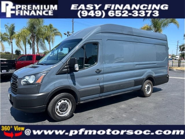 2019 Ford Transit Van 250 EXTENDED HIGH ROOF CARGO BACK UP CAM CLEAN in Blue — front three-quarter view