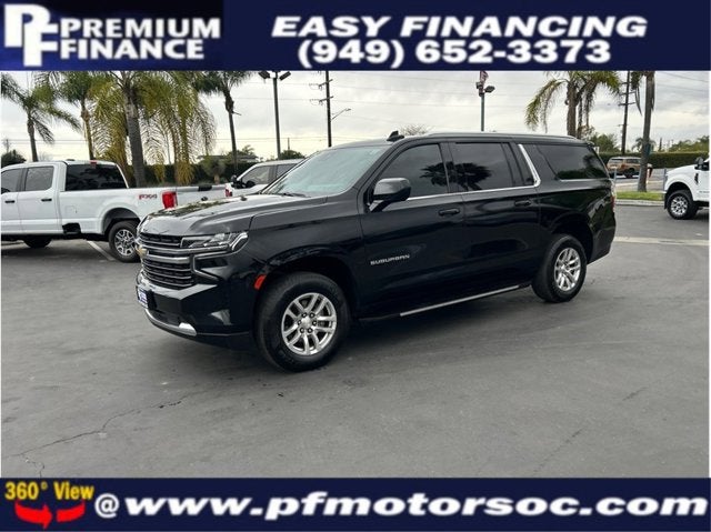 2023 Chevrolet Suburban LT BACK UP CAM LEATHER PACKAGE 1 OWNER CLEAN R in Black — front three-quarter view