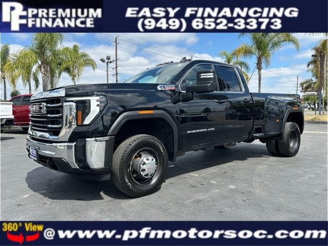2024 GMC Sierra 3500HD SLE DUALLY 4X4 DIESEL NAV BACK UP 1 OWNER CLEAN in Onyx Black — front three-quarter view