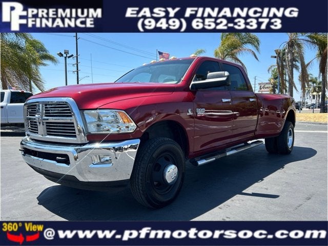 2010 Dodge Ram 3500 BIG HORN SLT DUALLY 4X4 DIESEL CLEAN in Inferno Red Crystal Pearl — front three-quarter view